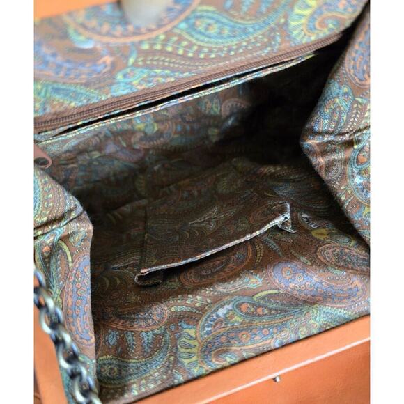 Hobo International Leather Crossbody Shoulder Bag BALL CLASP Orange Chain Strap - Picture 11 of 14